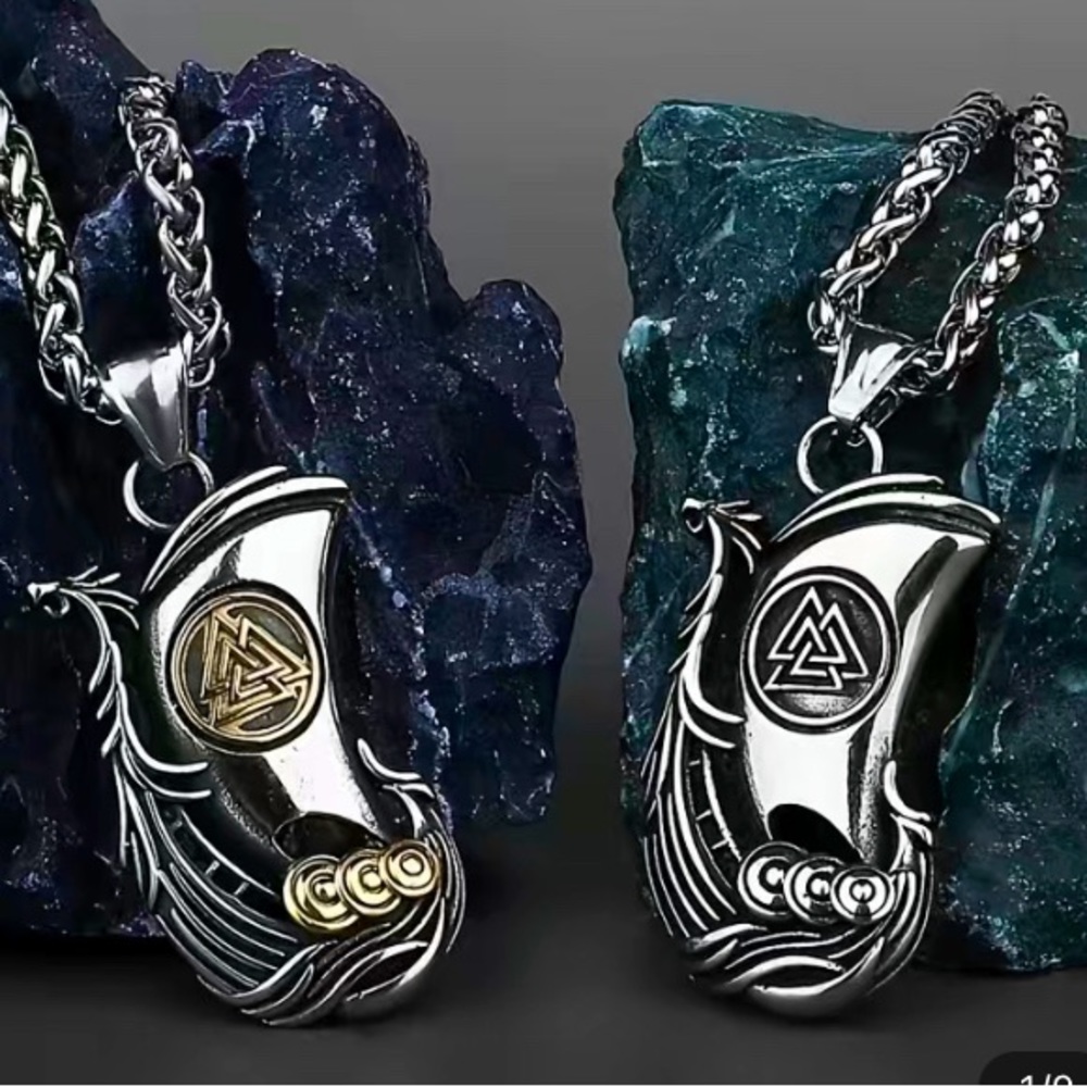 Viking Ship Titanium Necklace